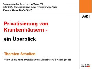 Gemeinsame Konferenz von WSI und FEI ffentliche Dienstleistungen