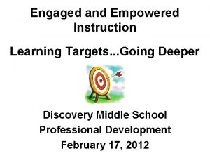 Engaged and Empowered Instruction Learning Targets Going Deeper
