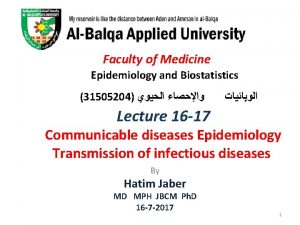 Faculty of Medicine Epidemiology and Biostatistics 31505204 Lecture