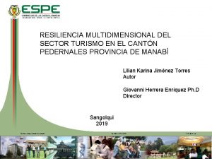 RESILIENCIA MULTIDIMENSIONAL DEL SECTOR TURISMO EN EL CANTN