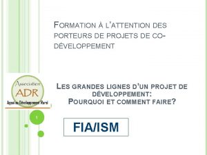 FORMATION LATTENTION DES PORTEURS DE PROJETS DE CODVELOPPEMENT