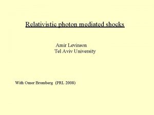 Relativistic photon mediated shocks Amir Levinson Tel Aviv