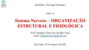 Disciplina Fisiologia Humana I Aula 01 Sistema Nervoso