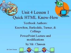 Unit 4 Lesson 1 Quick HTML KnowHow Textbook