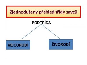 Zjednoduen pehled tdy savc PODTDA VEJCOROD IVOROD Zjednoduen