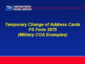 Temporary Change of Address Cards PS Form 3575