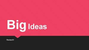 Big Ideas Review Theme A lesson you can