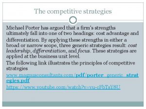 Michael porter has argued that Michael porter has argued that
