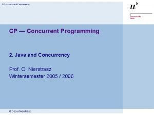 CP Java and Concurrency CP Concurrent Programming 2