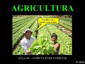 AGRICULTURA Trabalhar com a famlia bem melhor AULA