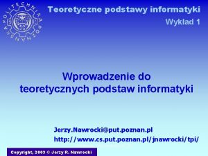 Teoretyczne podstawy informatyki