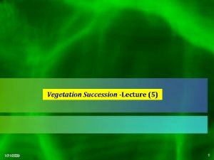 Vegetation Succession Lecture 5 Vegetation Succession Process by