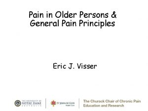 Pain in Older Persons General Pain Principles Eric