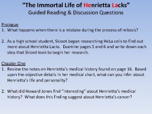 The immortal life of henrietta lacks discussion questions