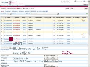 e PCT Electronic portal for PCT applications QuanLing