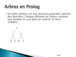 Arbres en Prolog Un arbre binaire est une