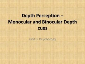 Binocular cues definition psychology