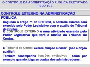 O CONTROLE DA ADMINISTRAO PBLICA EXECUTADO PELO TCE