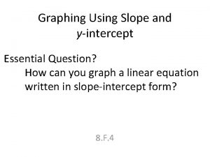 Graphing Using Slope and yintercept Essential Question How