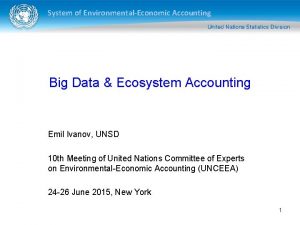 System of EnvironmentalEconomic Accounting Big Data Ecosystem Accounting