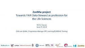 Zon Mw project Towards FAIR Data Steward as