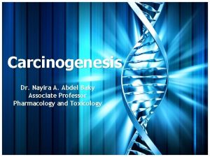 Carcinogenesis Dr Nayira A Abdel Baky Associate Professor