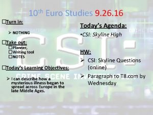 Turn in 10 th Euro Studies 9 26