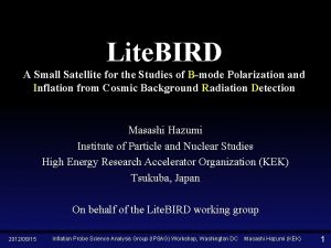 Lite BIRD A Small Satellite for the Studies