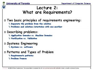 University of Toronto Department of Computer Science Lecture