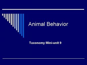 Animal Behavior Taxonomy Miniunit 9 Innate Behavior o