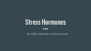 Stress Hormones By Sally Carlstrom Johnny Brown What