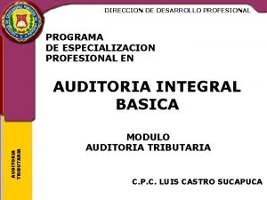 DIRECCION DE DESARROLLO PROFESIONAL PROGRAMA DE ESPECIALIZACION PROFESIONAL