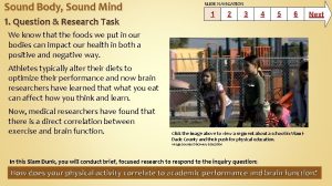 Sound Body Sound Mind 1 Question Research Task