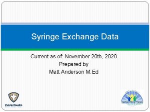 Syringe Exchange Data Current as of November 20