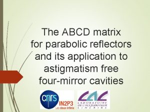 The ABCD matrix for parabolic reflectors and its