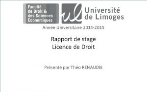 Anne Universitaire 2014 2015 Rapport de stage Licence