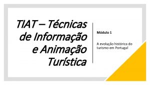 TIAT Tcnicas de Informao e Animao Turstica Mdulo