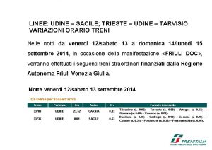 NOTTI DAL 1213 AL 1415 SETTEMBRE 2014 LINEE