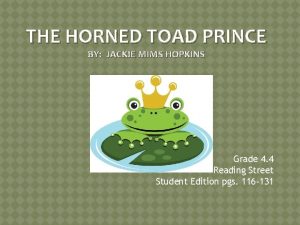 THE HORNED TOAD PRINCE BY JACKIE MIMS HOPKINS