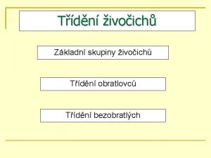 Tdn ivoich Zkladn skupiny ivoich Tdn obratlovc Tdn