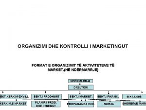 ORGANIZIMI DHE KONTROLLI I MARKETINGUT FORMAT E ORGANIZIMIT