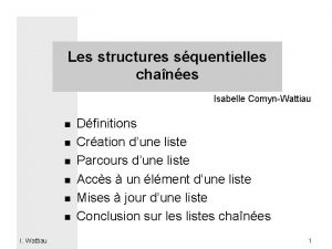 Les structures squentielles chanes Isabelle ComynWattiau n n