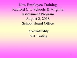 New Employee Training Radford City Schools Virginia Assessment
