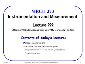 MECH 373 Instrumentation and Measurement Lecture Course Website