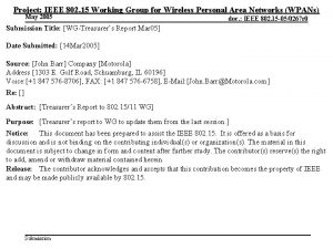 Project IEEE 802 15 Working Group for Wireless
