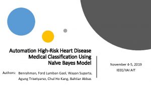 Automation HighRisk Heart Disease Medical Classification Using Nave