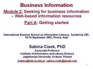 Business Information Module 2 Seeking for business information