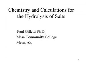 Chemistry and Calculations for the Hydrolysis of Salts