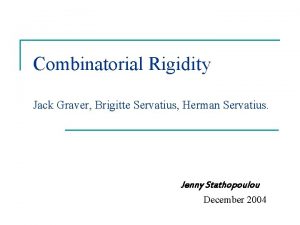 Combinatorial Rigidity Jack Graver Brigitte Servatius Herman Servatius