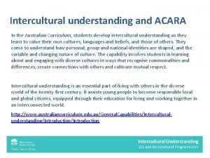 Acara intercultural understanding